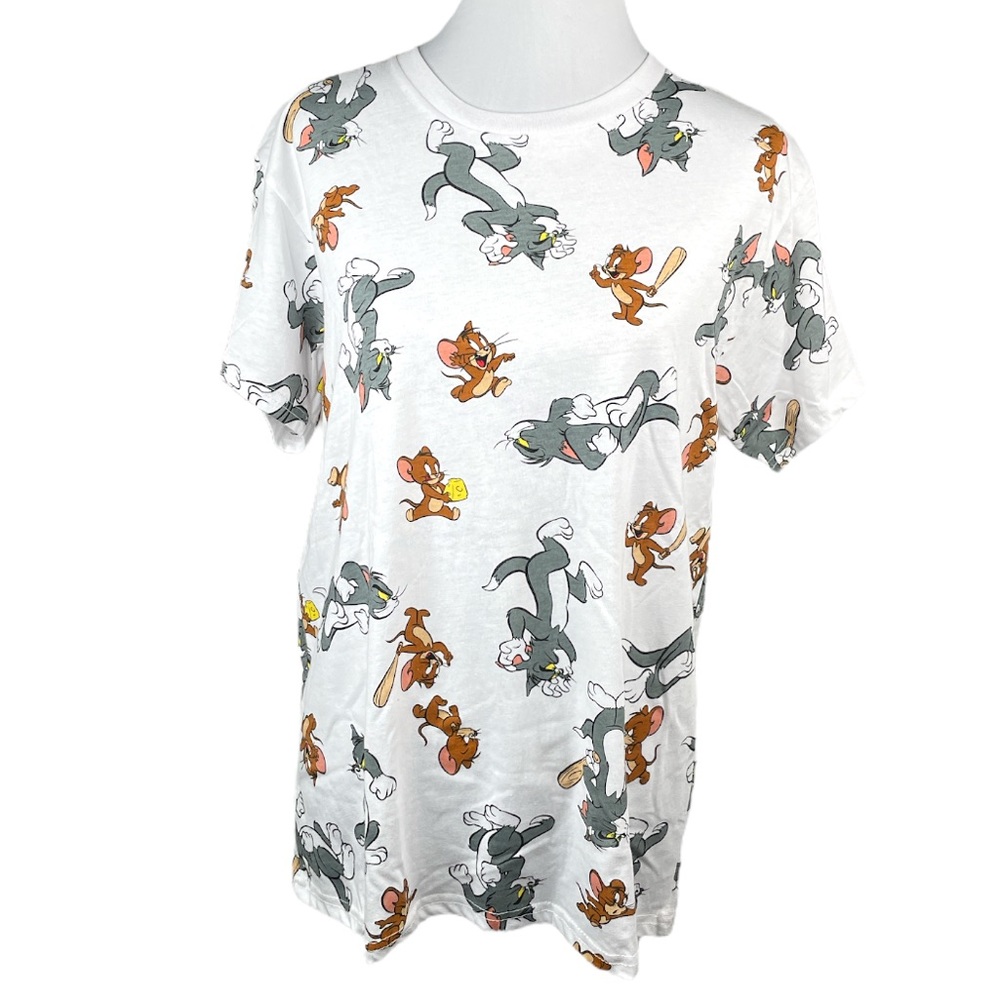 Warner Brothers Tom and Jerry T Shirt White Size Large